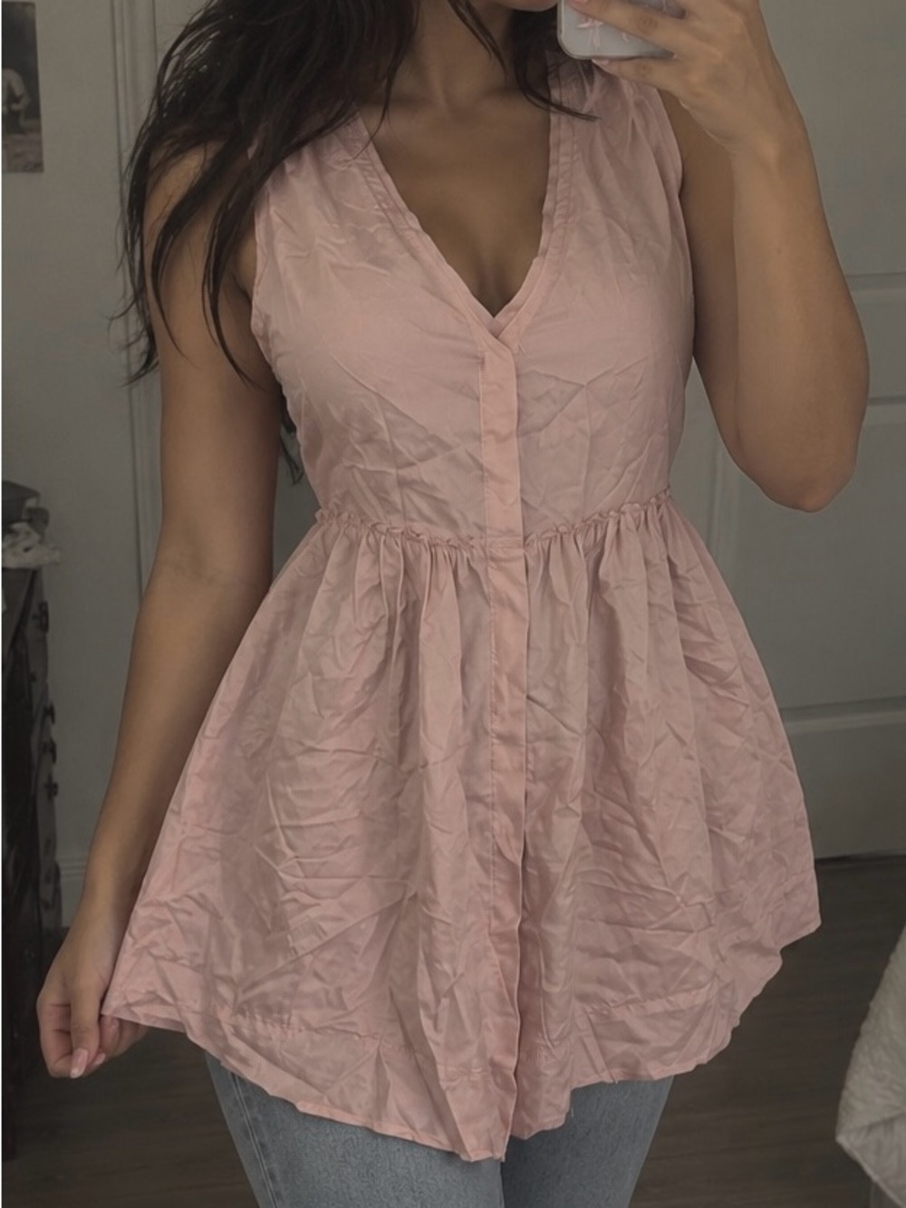 Banana Republic Soft Pink Sleeveless V-Neck Tunic